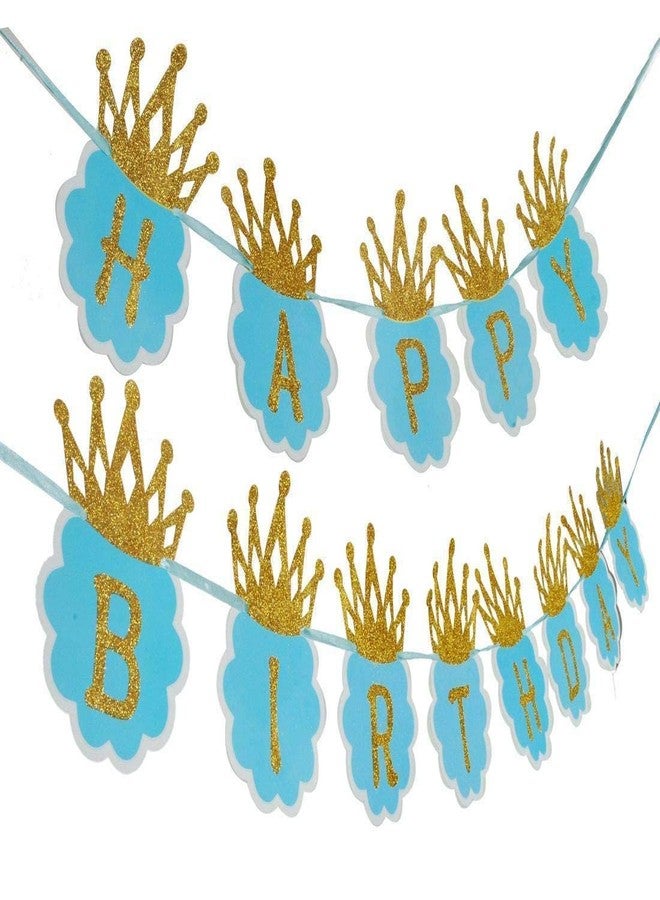 ويش كي لافتة عيد ميلاد سعيد على شكل تاج من WISHKEY لتزيين حفلات أعياد الميلاد، قطعة زينة معلقة على شكل حروف الأبجدية لحفلات أعياد الميلاد، مثالية للاحتفال بأعياد ميلاد الأولاد والبنات (عبوة من قطعة واحدة، أزرق) - Image 3